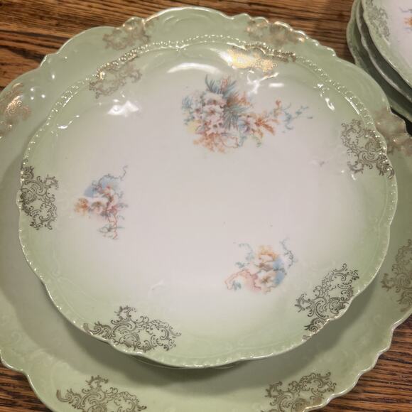 Antique Imperial Austria China Porcelain LUNCHEON SET 6 Plates + LG SERVING PL - Picture 5 of 13